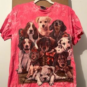 Adorable vintage pink tie die puppy top